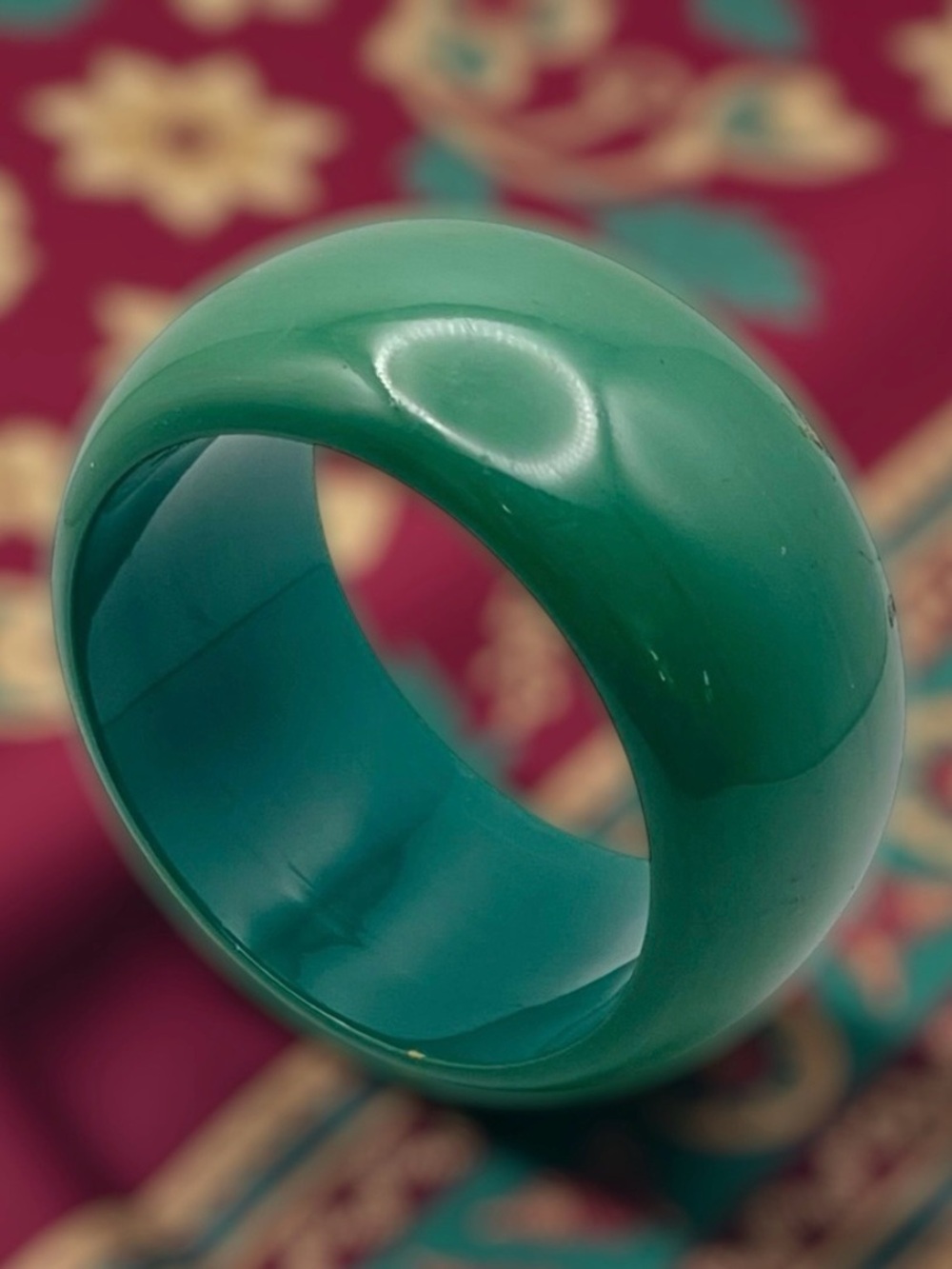 Chunky Bold Statement Vintage Grren Plastic Bangle Bracelet Made in India